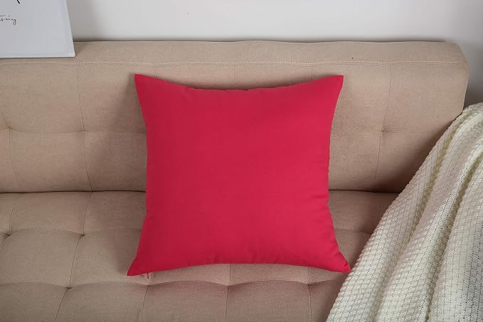 TangDepot Cotton Solid Throw Pillow Covers, 26" x 26" , Watermelon Red, 1 Count (Pack of 1) | 100% cotton, same-color zip, machine wash & air dry. For living room, bedroom, office, car. 42 colors, 422 sizes. Cover only.
