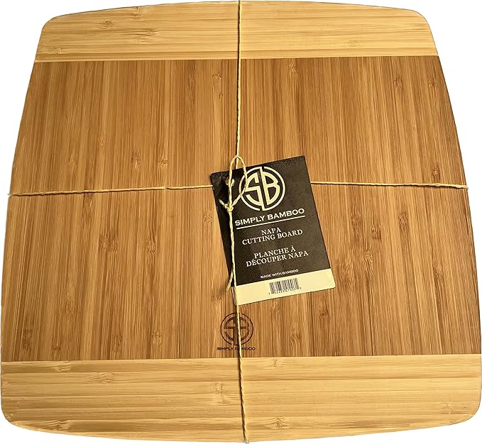 CBN112 Napa Bamboo Wood Cutting Board for Kitchen | Chopping Board | Carving Vegetables, Fruits, Meat - 12'' x 12" x 0.75"