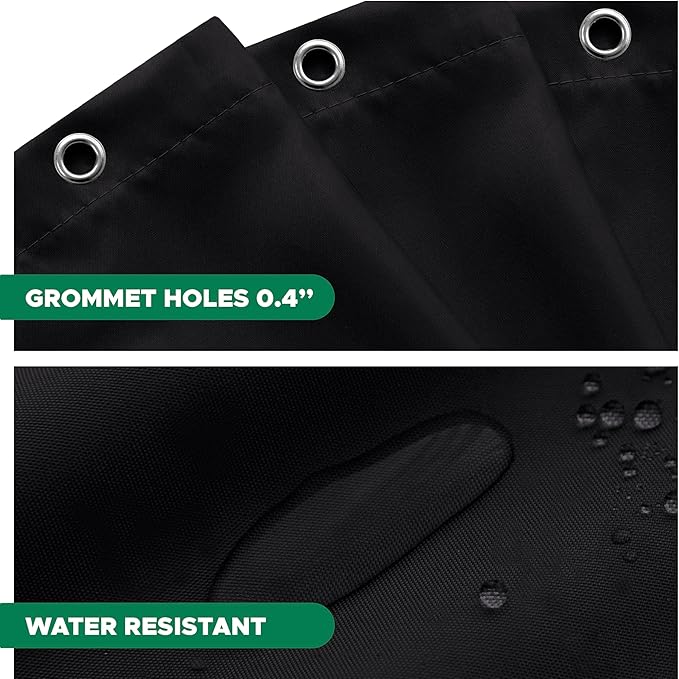 Biscaynebay Fabric Extra Long Shower Curtain Liners 72" Width by 96" Length, Black Water Resistant Bathroom Curtains, Rust Resistant Grommets Top Weighted Bottom Machine Washable