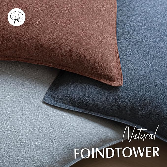Foindtower Pack of 2, Decorative Linen Soild Throw Pillow Covers Soft Accent Lumbar Cushion Case Boho Farmhouse Pillowcase for Chair Couch Sofa Bedroom Living Room Home Decor 12 x 20 Inch Rust Red