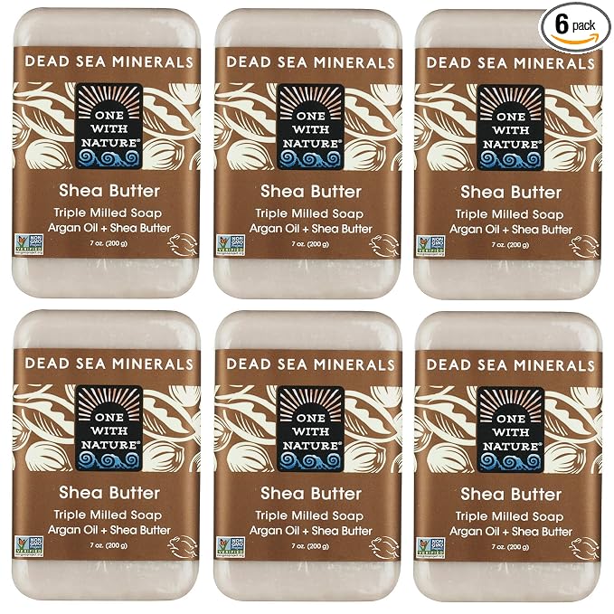 One With Nature Shea Butter Dead Sea Mineral Soap, 7 Ounce Bars (Pack of 6)