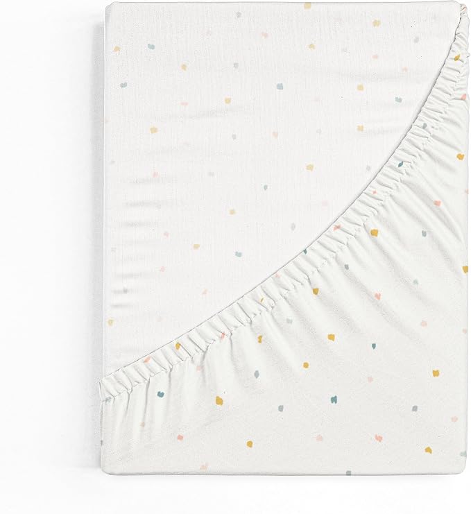 Makemake Organics GOTS Certified Organic Cotton Fitted Crib Sheet Soft Breathable (28"x52", Dotty)