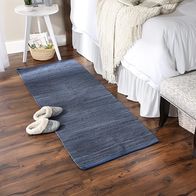 DII Chindi Home Collection Handwoven Multicolor Area Rag Rug, Runner, 2' 3" x6', French Blue