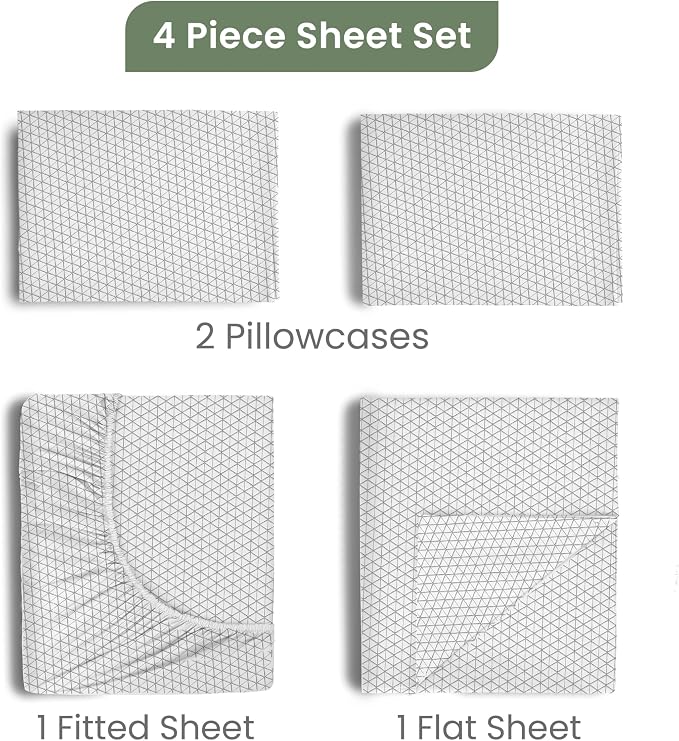 Martex EcoPure King Size Sheet Set, Grey | 100% Organic Cotton, Comfort Washed, Cooling, Deep Pocket, GOTS Certified