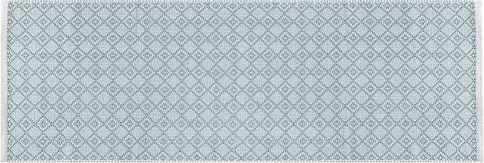 Cotton Diamond Woven Runner Rug 2x6 Feet - Spa Grey, Anti Slip Farmhouse Geomatric Home Patio Décor Runners Ideal for Hallways, Office, Kitchen | Soft Washable Bedroom Space Decorative Floor Boho Mats