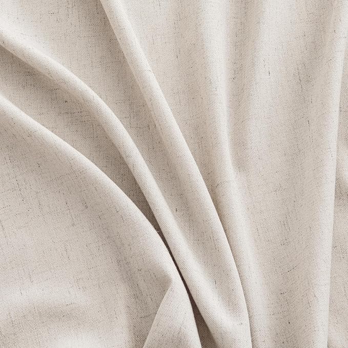 MIULEE Non-See-Through Privacy Linen Curtains 2 Panels, Light Filtering Window Curtains Farnhouse Textured Back Tab Semi Sheer Drapes for Bedroom Living Room, 52 x 72 Inches Long, White
