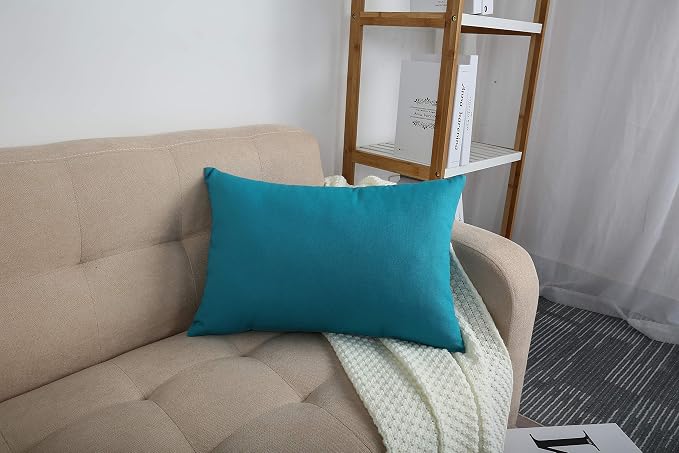 TangDepot 100% Cotton Solid Throw Pillow Cover 12x18 Blue Ashes | 100% cotton, same-color zip, machine wash & air dry. For living room, bedroom, office, car. 42 colors, 55 sizes. Cover only.