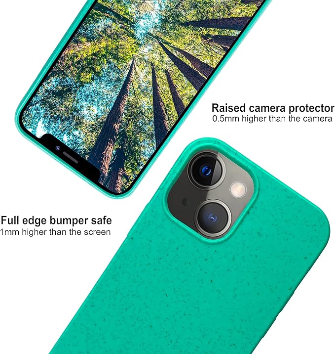 eplanita Eco Mobile Phone Case Compatible with iPhone 13 Mini, Plant Fiber, Drop Protection Cover, Durable and Sustainable (for iPhone 13 Mini, Mint)