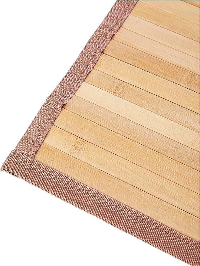 iDesign Formbu Bamboo Floor Mat Non-Skid, Water-Resistant Runner Rug for Bathroom, Kitchen, Entryway, Hallway, Office, Mudroom, Vanity, 17" x 24", Natural Beige,81132
