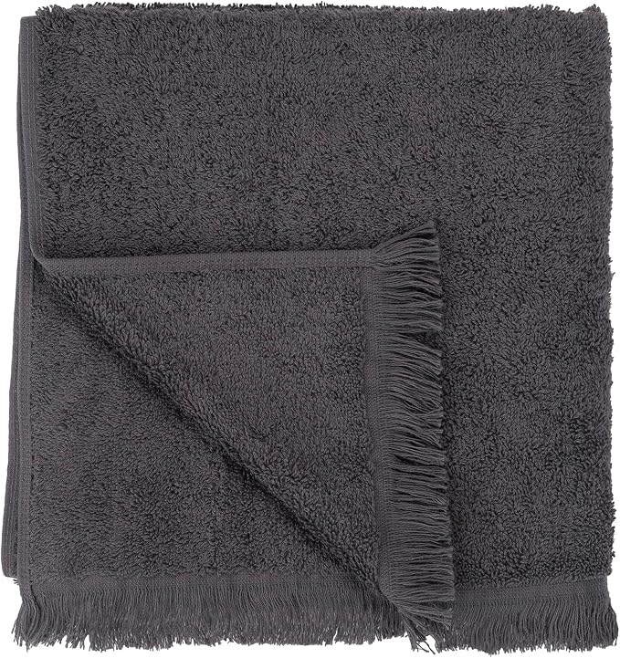 blomus FRINO Fringed Terrycloth Organic Cotton Hand Towel XL 20 x 39 - Oeko-TEX Standard 100 Certified - Magnet (Charcoal)