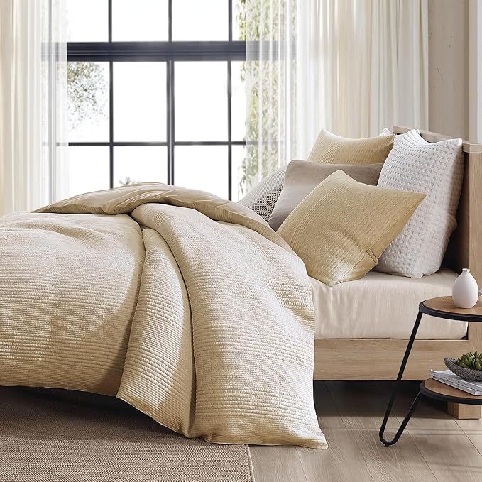 Duvet Cover Set - Full/Queen, Soft Jersey Knit Bedding - 3 Piece - Oatmeal Beige