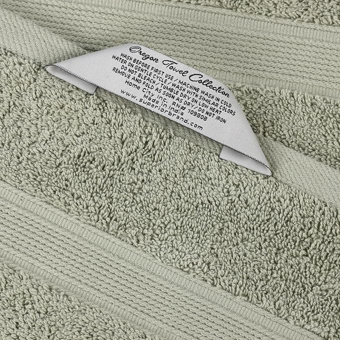 Superior 100% Organic Cotton 3-Piece Towel Set, Includes 1 Bath Towel, 1 Hand Towel, 1 Face Towel/Washcloth, Daily Use, Bathroom, Guest Bath, Absorbent, Home Essentials, Oregon Collection, Sage