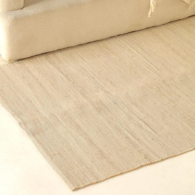 Natural Cotton Jute Area Rug – Handcrafted Braided Accent Rug, Sustainable Floor Décor, 3x5 Feet