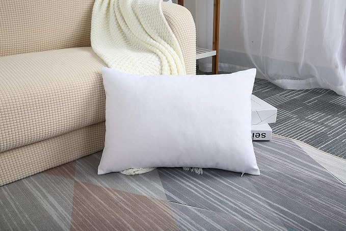 TangDepot Handmade Decorative Solid 100% Cotton Canvas Throw Pillow Covers/Pillow Shams, (12" x18" , White, 1 Count (Pack of 1)) | 100% cotton, same-color zip, machine wash & air dry. For living room, bedroom, office, car. 42 colors, 92 sizes. Cover only.