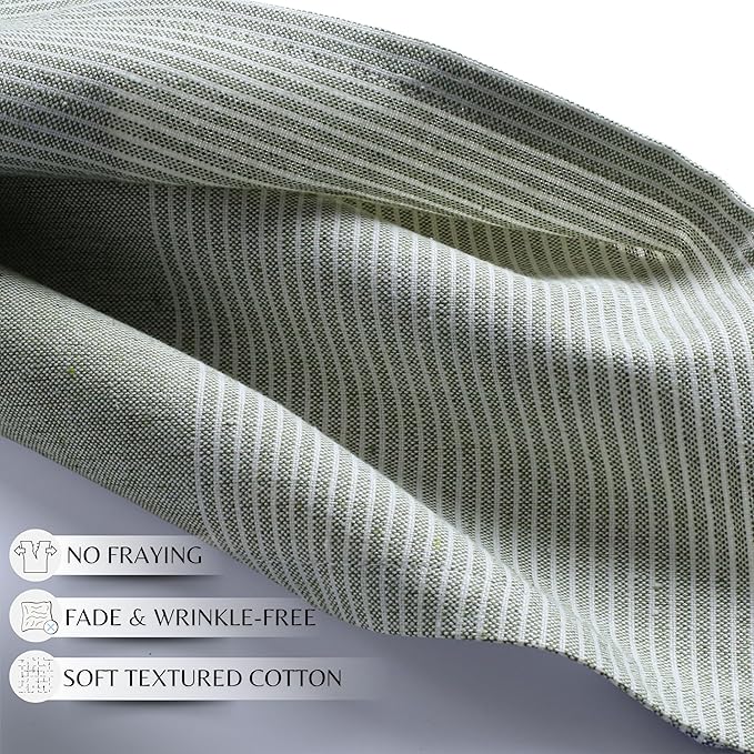 Ramanta Home Cloth Napkins Set of 4 18x18 Inches - Spring Basket Decor Block Striped Dinner Napkins for Easter Farmhouse Wedding, Washable Soft Cotton Durable Table Linen for Everyday Use - Green
