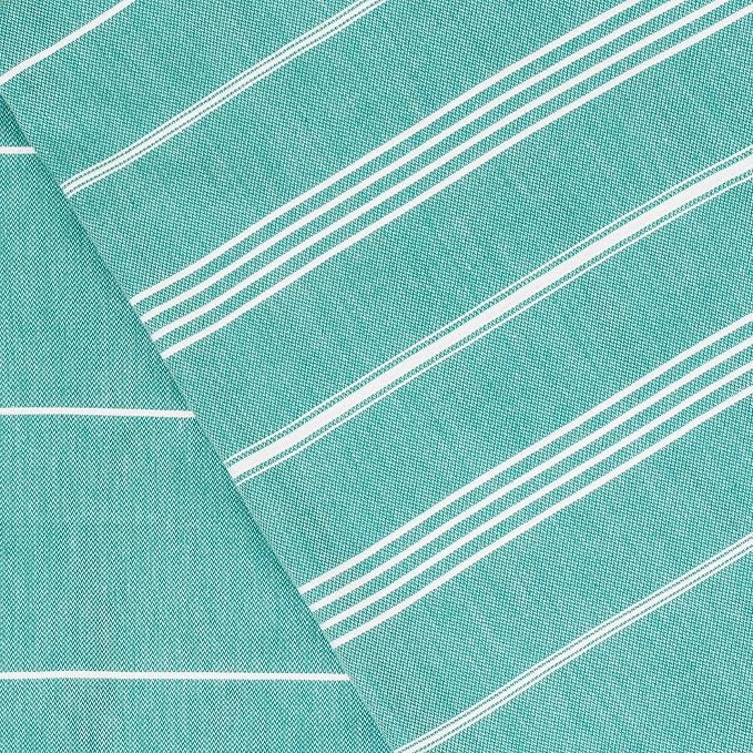Bersuse Towels Anatolia XL Beach Blanket Throw Blanket Turkish Towel 100% Cotton Extra-Large Quick-Dry Lightweight Premium Peshtemal Towel - 61x82 Inches, Teal (Set of 3)