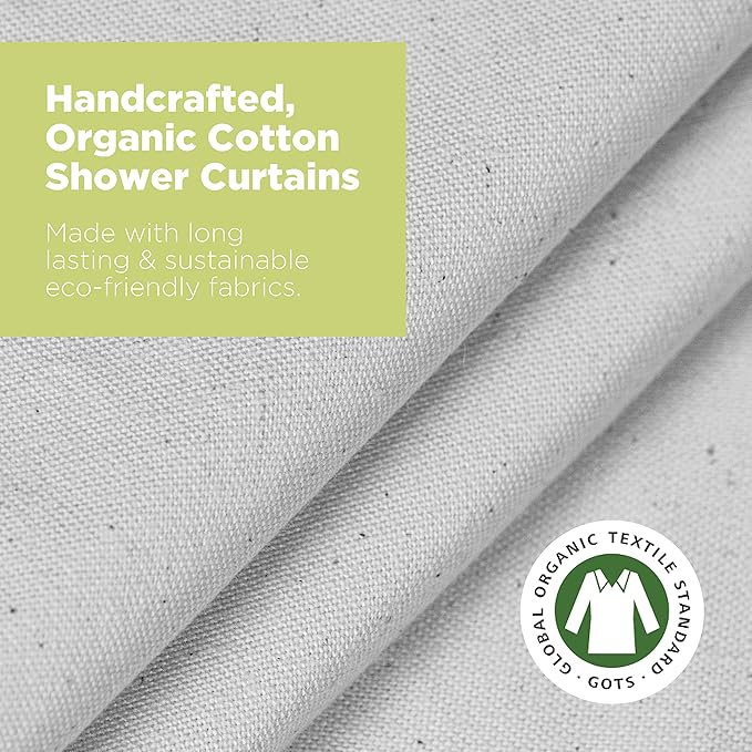 Organic Cotton Shower Curtain Liner - Durable and Breathable Standard Bathtub Shower Curtain - A Stylish Quality Bathroom Drape for Master Bath Tubs, Guest Bathrooms and Dorms - 70"x74", White