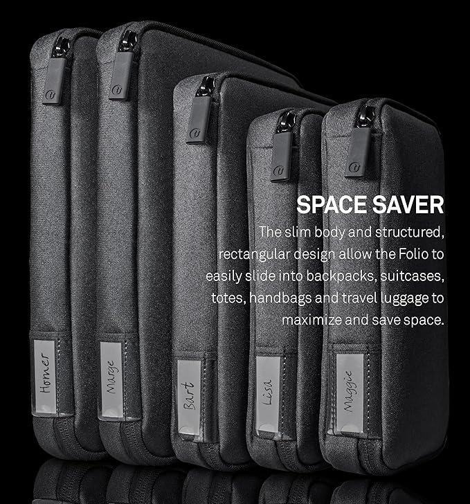 UT Wire Folio Tech Gear Pouch 2L Personal, Family, Work Travel Organizer for Electronic Essentials, Cables Chargers & Tech Accessories, with Label Identification, Medium in Black