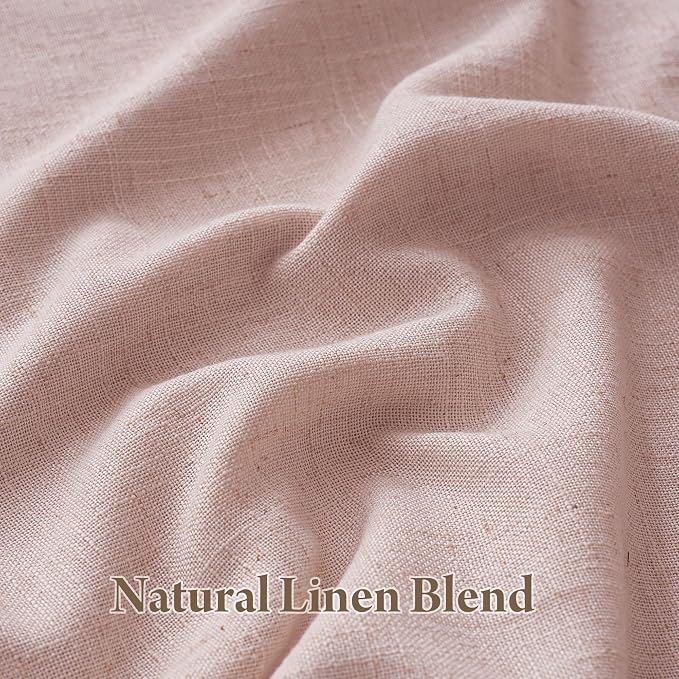 RYB HOME Linen Blackout Curtains 96 inches Long, 100% Blackout Noise Reducing Thermal Insulated Natural Textured Curtains for Farmhouse Dining Room, Pink, 40" W x L96 L, 2 Panels Set