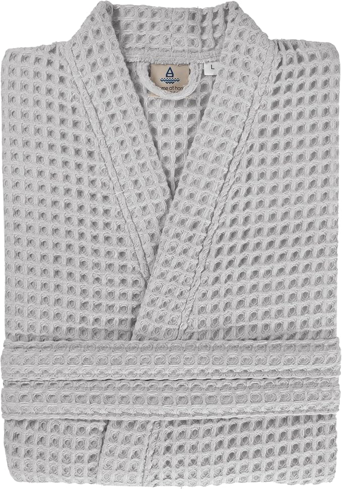 100% Cotton Waffle Kimono Bathrobe for Men & Women, Cozy Leisurewear with Functional Pockets, Comfortable Robe for Relaxation