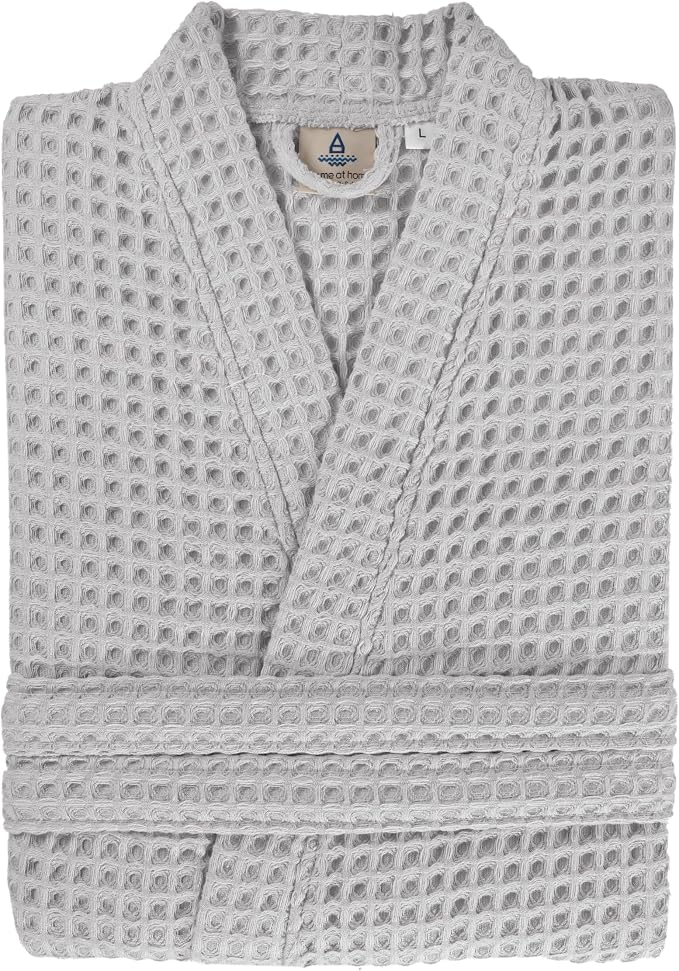 100% Cotton Waffle Kimono Bathrobe for Men & Women, Cozy Leisurewear with Functional Pockets, Comfortable Robe for Relaxation