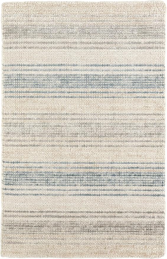 Dash & Albert Moonshine Handwoven Cotton/Viscose Rug, 8.5 X 11.5 Feet, Blue Stripe Pattern