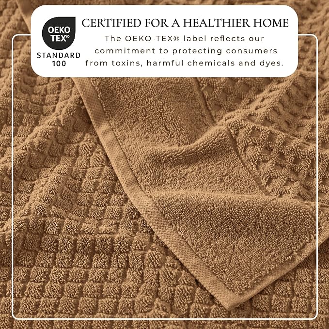 Great Bay Home Bath Towels - 100% Cotton 4 Pack 54x27 Bath Towel Set - Absorbent, Durable, Quick-Dry Towels for Bathroom (Mocha)