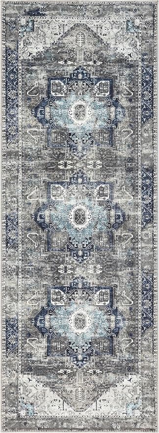 Keen Home Design 30"x144" Rug - Machine Washable Runner Rug with Non-Slip Backing, Ideal for Hallway, Entryway, Kitchen, Laundry Room - Vintage, Easy Clean, Durable, Low Pile - (2'6" x 12')