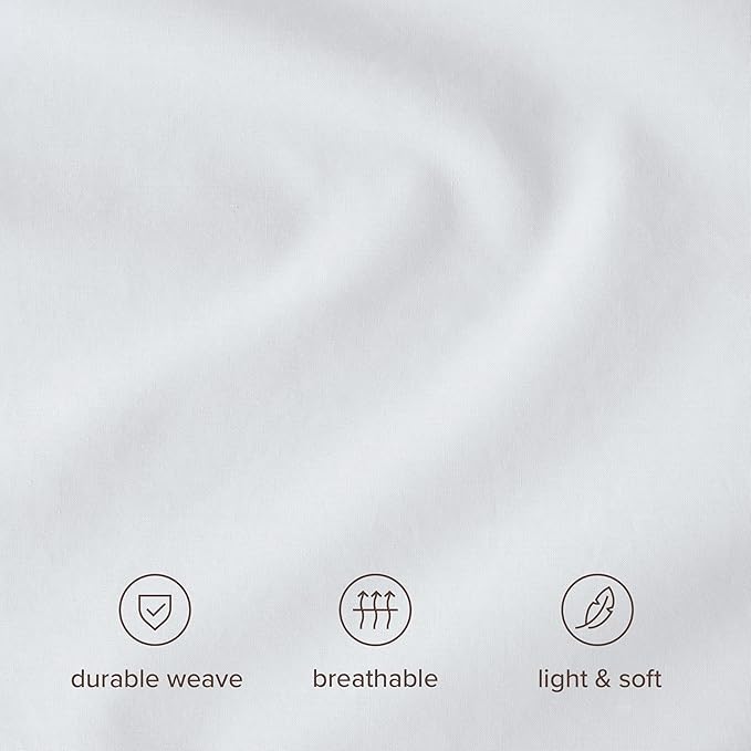 Bare Home 100% Organic Cotton Queen Duvet Cover Set - Crisp Percale Weave - Lightweight & Breathable - Cooling Duvet Cover Set (Queen, White)