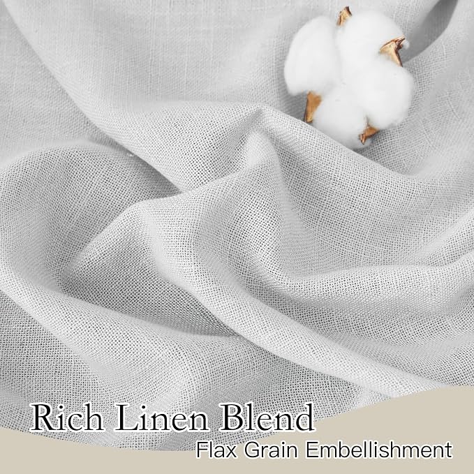 RYB HOME Semi Sheer Curtains - Linen Style Semitransparent Privacy Window Draperies Soft Airy Famhouse Curtains Sheer Light Filtering for Bedroom, Kitchen, Dining, Car, W 52" x L 36", 2 Pcs, Dove Grey