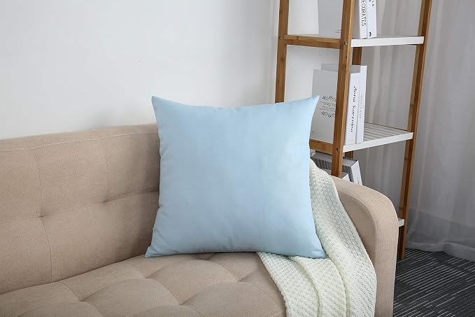TangDepot Handmade Decorative Solid 100% Cotton Canvas Throw Pillow Covers/Pillow Shams, (28" x28" , Light Blue, 1 Count (Pack of 1)) | 100% cotton, same-color zip, machine wash & air dry. For living room, bedroom, office, car. 42 colors, 448 sizes. Co...