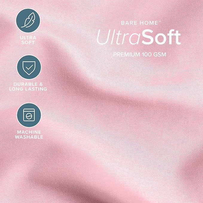 Bare Home Comforter Set - Full Size - Ultra-Soft - Goose Down Alternative - Premium 1800 Series - All Season Warmth (Full, Light Pink)