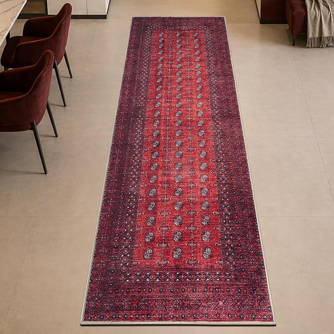 Keen Home Design 30"x144" Rug - Machine Washable Runner Rug with Non-Slip Backing, Ideal for Hallway, Entryway, Kitchen, Laundry Room - Vintage, Easy Clean, Durable, Low Pile - (2'6" x 12')