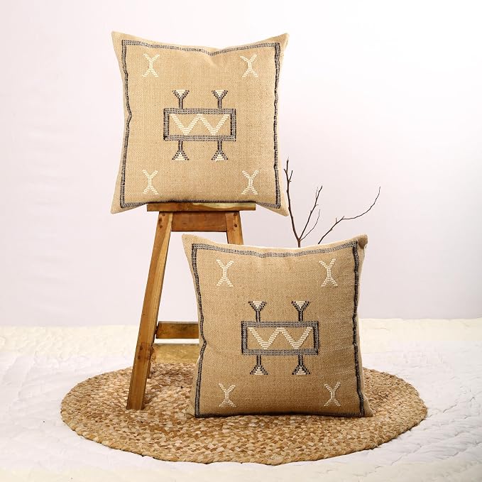 Trade Star 100% Cotton Cushion Cover Handwoven Pillowcase Handloomed Rug Decorative Cushion case 18x18 Inches Designer Square Pillow Covers Set of 2 Throw Pillow Covers Designer Pillow Shams