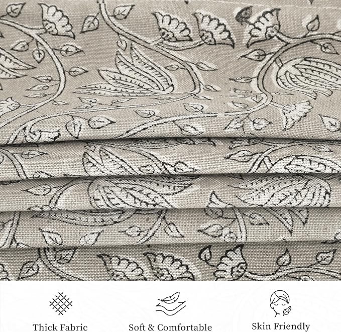 Hand-Block Printed, Artisan-Made Neutral Accent Throw Pillow Covers- 100% Cotton Cushion for Sofa, Bed, Chair, Home Decor, Boho, Indoor - Sansa (Beige, 20" x 20" (Pack of 2))