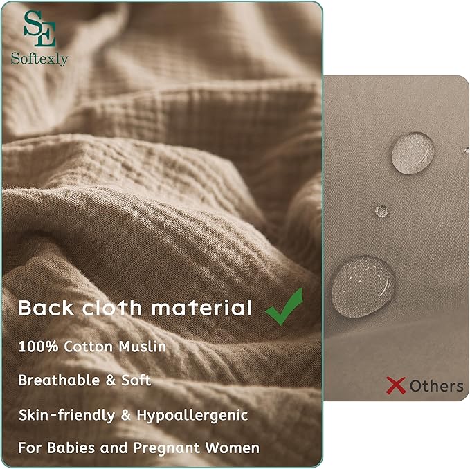 SE SOFTEXLY Muslin Duvet Cover Queen Size, 100% Washed Cotton Duvet Cover Set, Ultra Soft Comforter Cover Linen Like, 3 Pieces Minimalist Gauze Duvet Cover with 2 Pillowcases, 80"x90", Light Brown