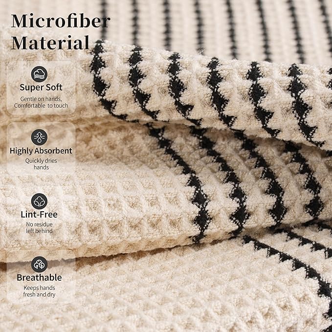 MICROFI New Microfiber Waffle Bath Towels, 2 Pieces, Soft, Absorbent, Fast Drying, Lint Free 430 GSM (Champagne Striped)