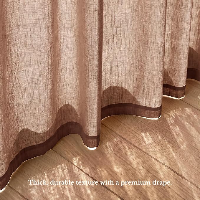 NICETOWN Terracotta Linen Curtains 84 inch Long 2 Panels Set, 55" Wide Thick Flax Linen Blend Organic Home Decor Rod Pocket & Back Tab with Light Filtering for Bedroom/Living Room