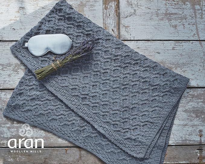 Aran Woollen Mills Supersoft Aran Blanket Irish Cable Knit Merino Wool Throw Made in Ireland 36"x 60"