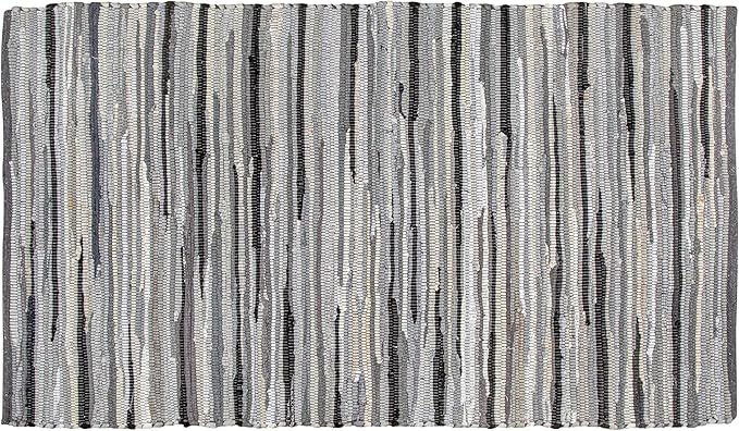 Ramanta Home Hand Woven 100% Cotton Rag Rug 3'x5' - Charcoal, Recycled Rugs, Boho Farmhouse Rugs for Living Room, Dinning Room, Kitchen, Entryway, Bedroom Rug - 36"x60"