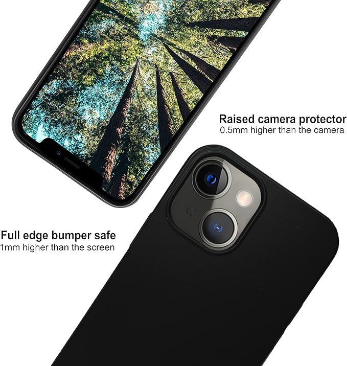 eplanita Eco Mobile Phone Case Compatible with iPhone 15 Plus, Plant Fiber, Drop Protection Cover, Durable and Sustainable (for iPhone 15 Plus, Black)