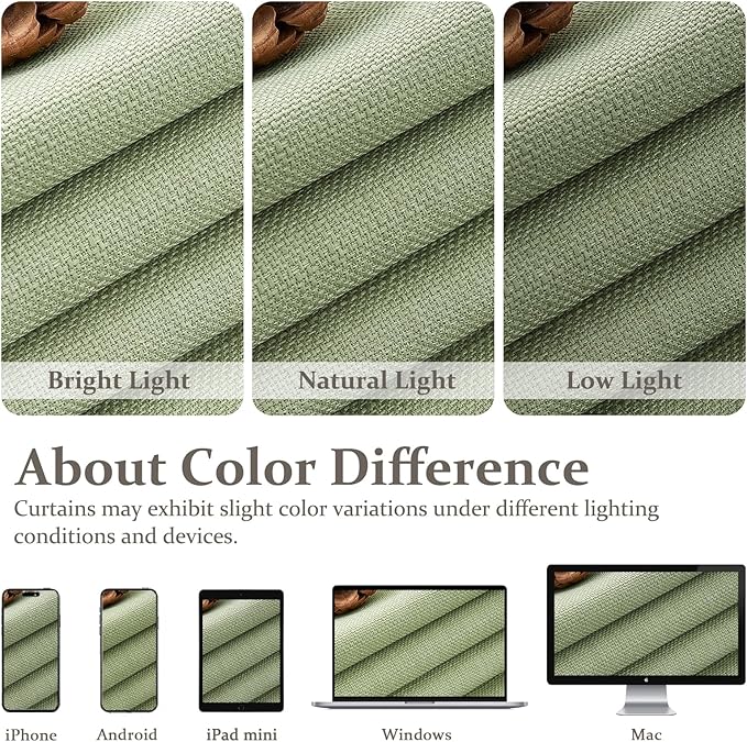Custom Memory Trained Pleated Office Curtains 78 Inches Long, Light Green Blackout Double Layer Thick Linen Thermal Drapes Noise Reducing Privacy Country Windows Curtain 2 Panels Set Energy Efficient