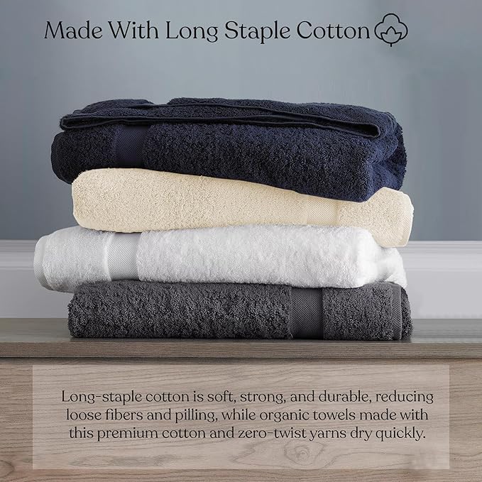 100% Organic Cotton Towels 650 GSM Plush Feather Touch Quick Dry Bath Sheet, Pack of 2 GOTS Certified, Oeko-Tex Green Certified, Organic Cotton Bath Sheet, 36"X70"