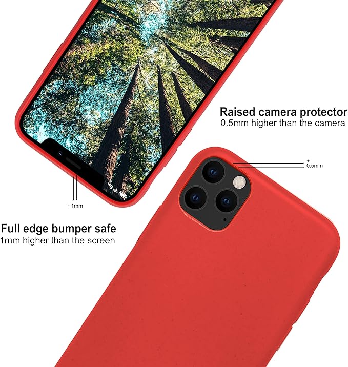 eplanita Eco Mobile Phone Case Compatible with iPhone 11 Pro, Plant Fiber, Drop Protection Cover, Durable and Sustainable (for iPhone 11 Pro, Red)