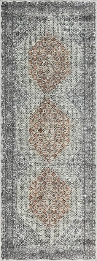 Keen Home Design 30"x84" Rug - Machine Washable Runner Rug with Non-Slip Backing, Ideal for Hallway, Entryway, Kitchen, Laundry Room - Vintage, Easy Clean, Durable, Low Pile - (2'6" x 7')