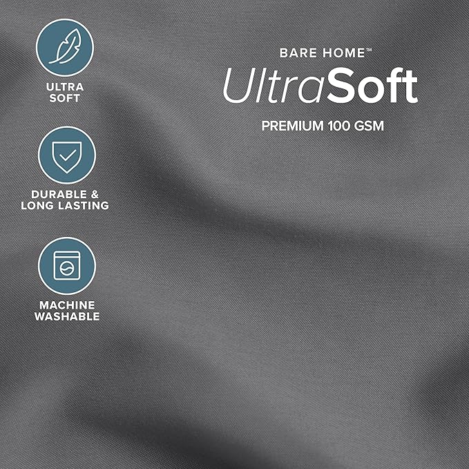 Bare Home Comforter Set - Queen Size - Ultra-Soft - Goose Down Alternative - Premium 1800 Series - All Season Warmth (Queen, Grey)