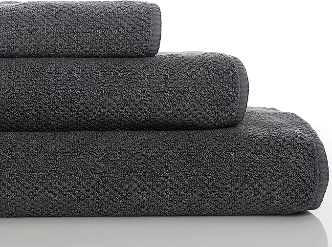 Graccioza Bee Waffle Hand Towel 18" x 30" - 100% Egyptian Combed Cotton, 550 GSM - Elegant Waffle Pattern Towels for Bathroom - Super Absorbent and Quick Dry - Soft Bath Towel - Storm