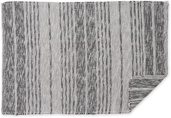 DII Woven Rag Rug Collection Recycled Yarn Variegated Rustic Stripe, 2x3', Gray