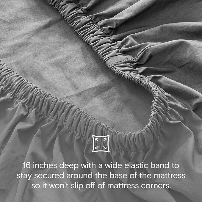 DOZ 100% GOTS Certified Organic Cotton Sheet Set, Crisp Percale Weave, Long Staple, Breathable, Matte Finish, Hotel Style, Durable, 3pc – 2 Pillowcases 1 Fitted (Storm, Full)