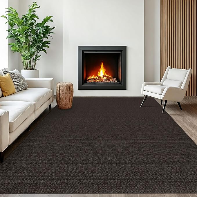 EARTHALL Washable Area Rugs 6x9 Ft Non Slip Living Room Rugs Cotton Rubber Backed Dining Room Rug Braided Bedroom Rugs Indoor Outdoor Floor Carpet for Living Room, Bedroom, Dining Room, Taupe/Coffee